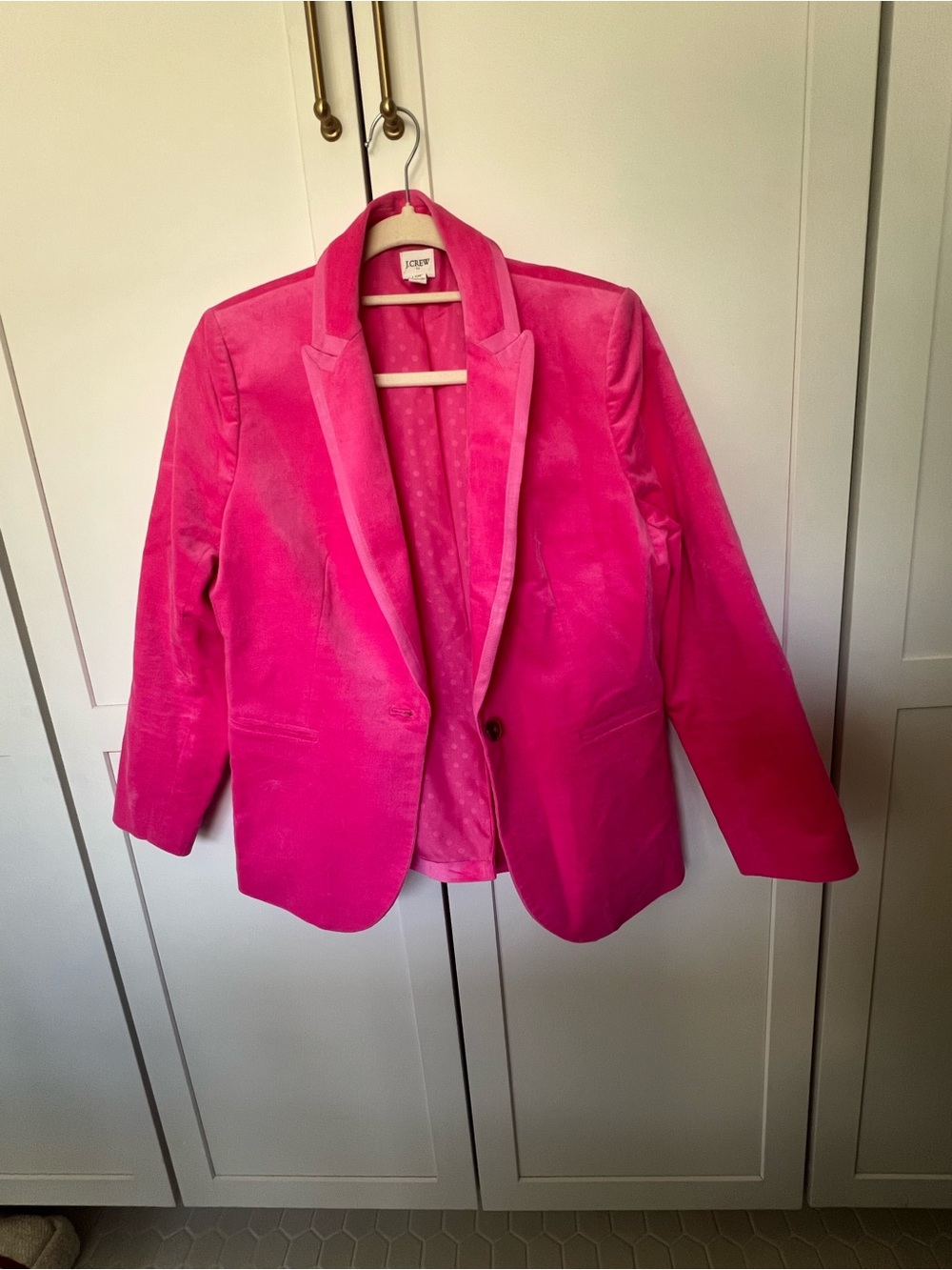 J. Crew Factory Pink Velvet Blazer w Ribbon Trim